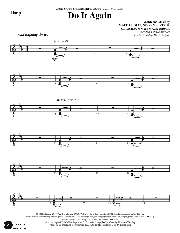 Do It Again (Choral Anthem SATB) Harp (Word Music / Arr. David Wise)