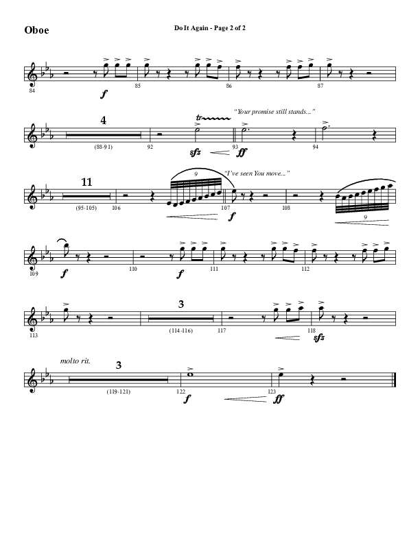 Do It Again (Choral Anthem SATB) Oboe (Word Music / Arr. David Wise)