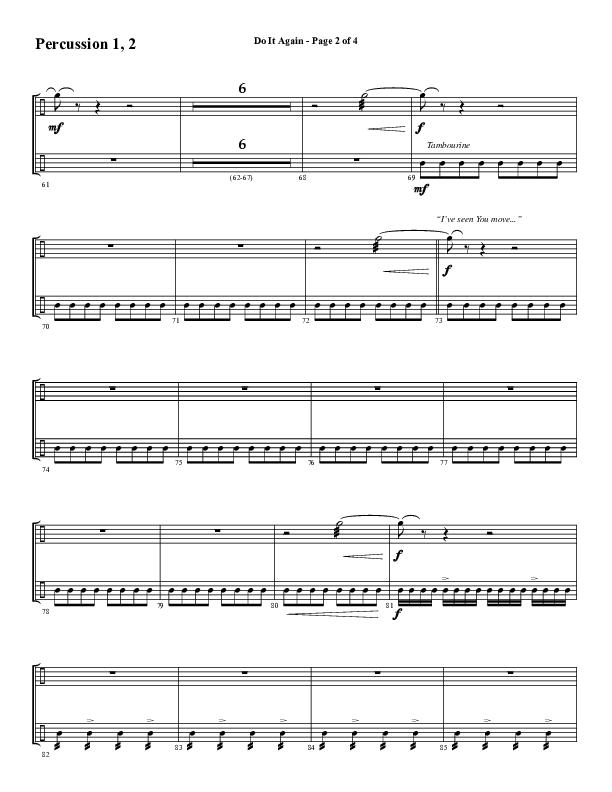 Do It Again (Choral Anthem SATB) Percussion 1/2 (Word Music / Arr. David Wise)