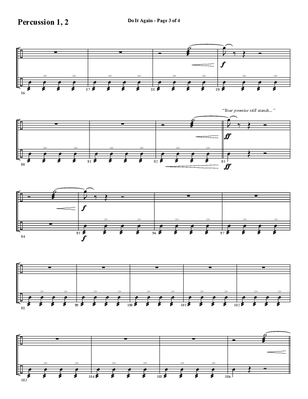Do It Again (Choral Anthem SATB) Percussion 1/2 (Word Music / Arr. David Wise)
