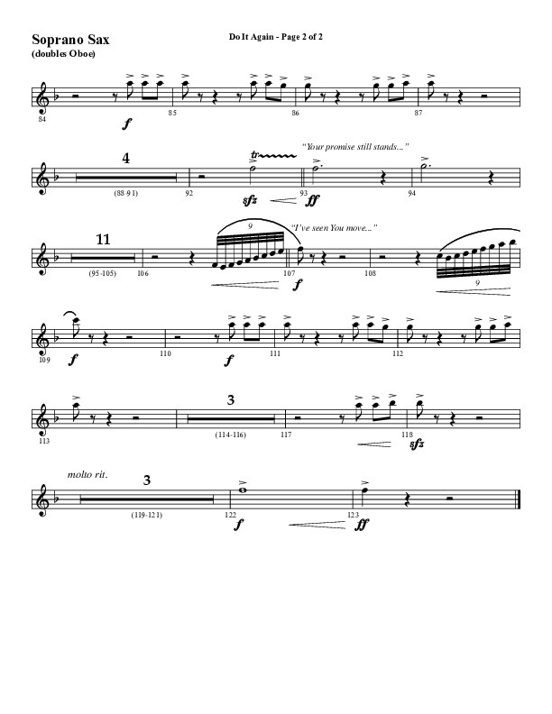Do It Again (Choral Anthem SATB) Soprano Sax (Word Music / Arr. David Wise)