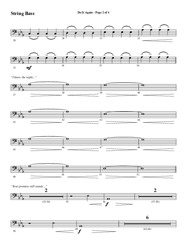 Do It Again (Choral Anthem SATB) String Bass (Word Music / Arr. David Wise)