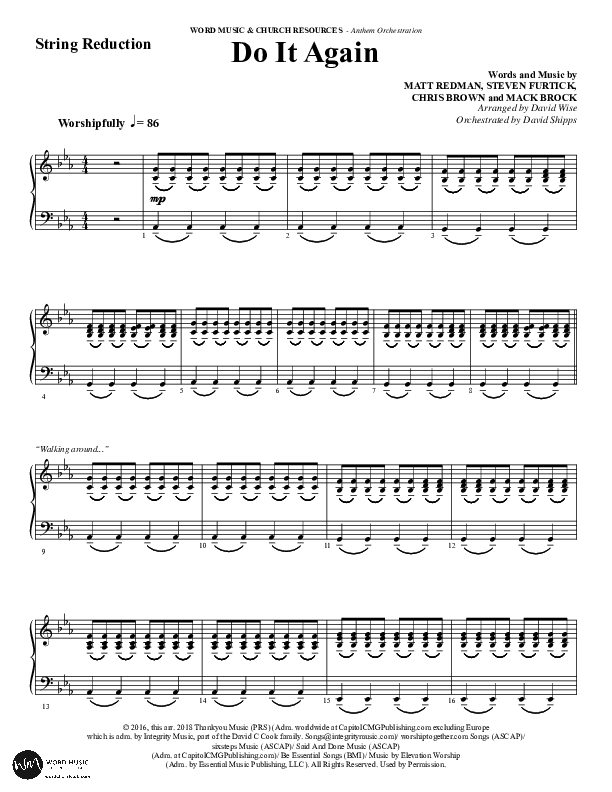 Do It Again (Choral Anthem SATB) String Reduction (Word Music / Arr. David Wise)