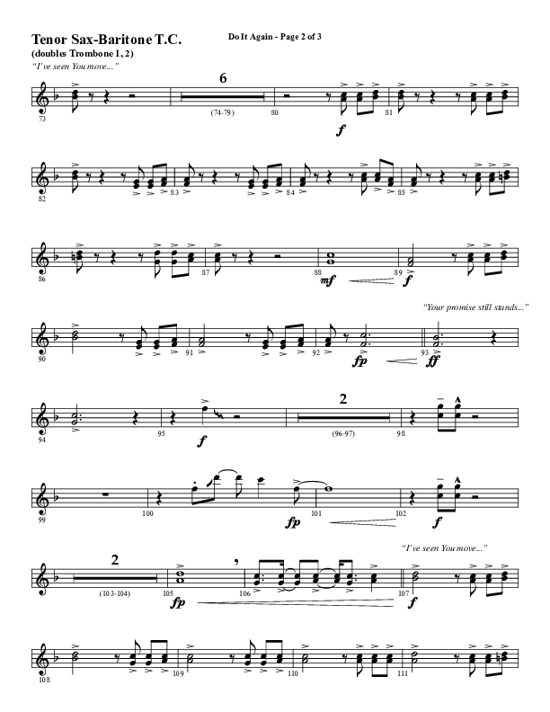 Do It Again (Choral Anthem SATB) Tenor Sax/Baritone T.C. (Word Music / Arr. David Wise)