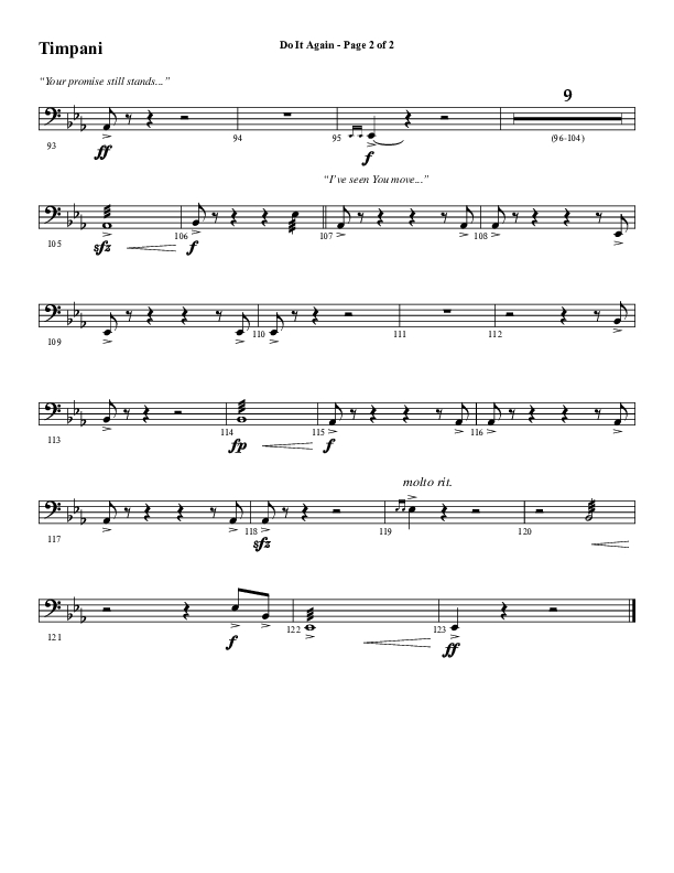 Do It Again (Choral Anthem SATB) Timpani (Word Music / Arr. David Wise)
