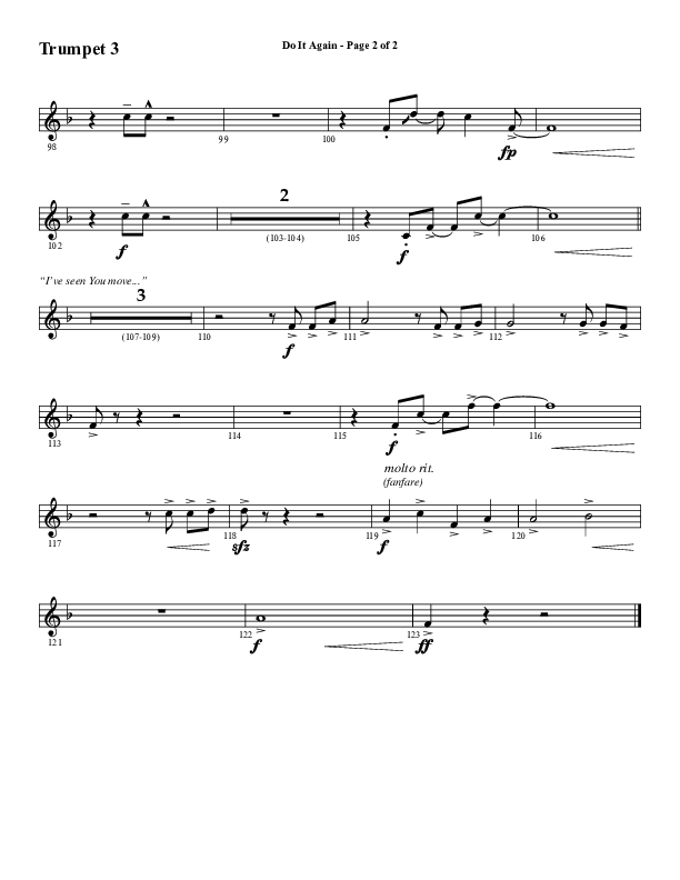 Do It Again (Choral Anthem SATB) Trumpet 3 (Word Music / Arr. David Wise)