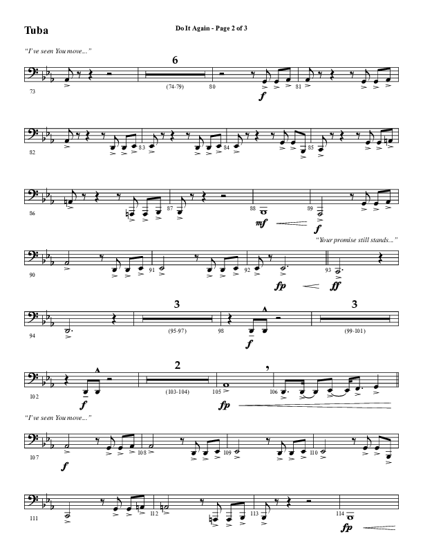 Do It Again (Choral Anthem SATB) Tuba (Word Music / Arr. David Wise)