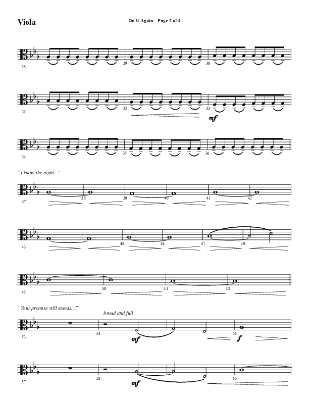Do It Again (Choral Anthem SATB) Viola (Word Music / Arr. David Wise)