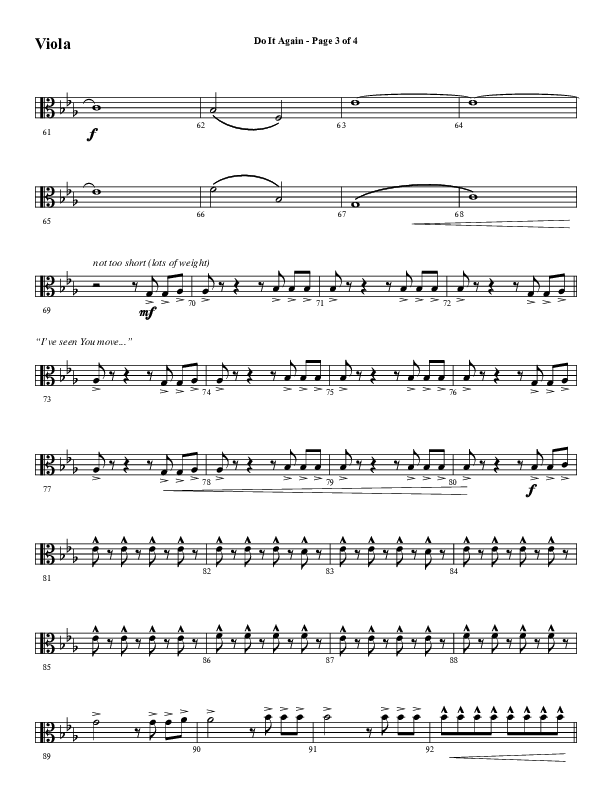 Do It Again (Choral Anthem SATB) Viola (Word Music / Arr. David Wise)