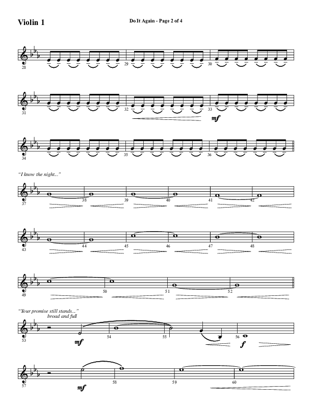 Do It Again (Choral Anthem SATB) Violin 1 (Word Music / Arr. David Wise)