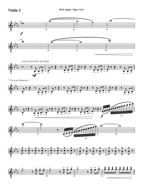 Do It Again (Choral Anthem SATB) Violin 2 (Word Music / Arr. David Wise)