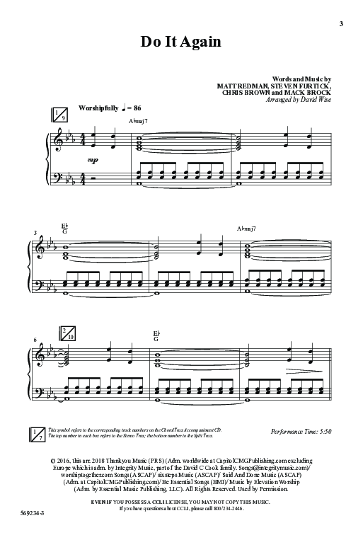 Do It Again (Choral Anthem SATB) Anthem (SATB/Piano) (Word Music / Arr. David Wise)