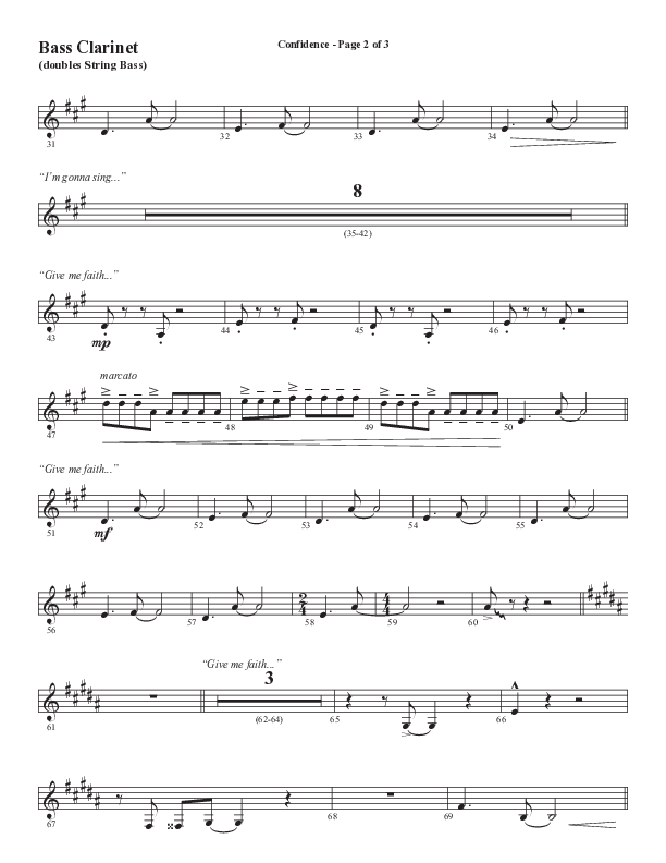Confidence (Choral Anthem SATB) Bass Clarinet (Word Music / Arr. Luke Gambill / Orch. Jared Haschek)