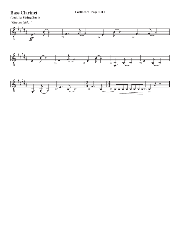 Confidence (Choral Anthem SATB) Bass Clarinet (Word Music / Arr. Luke Gambill / Orch. Jared Haschek)