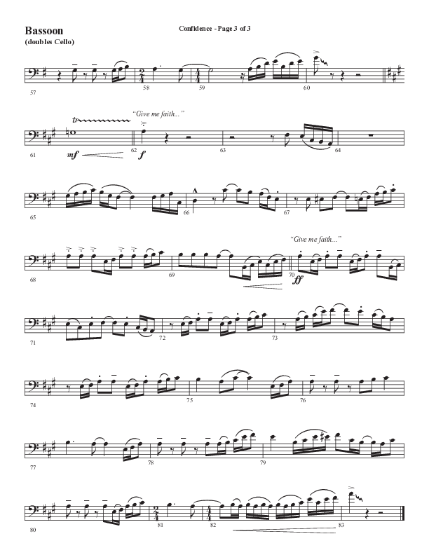 Confidence (Choral Anthem SATB) Bassoon (Word Music / Arr. Luke Gambill / Orch. Jared Haschek)