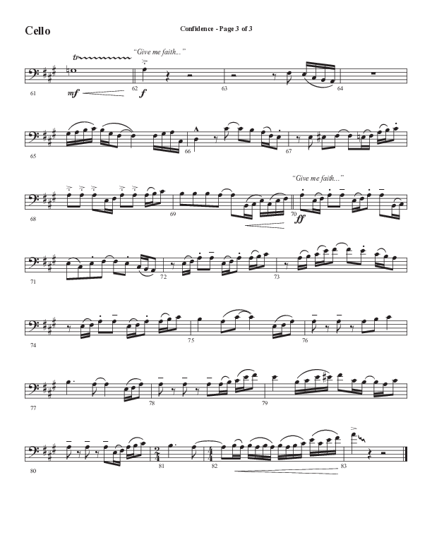 Confidence (Choral Anthem SATB) Cello (Word Music / Arr. Luke Gambill / Orch. Jared Haschek)
