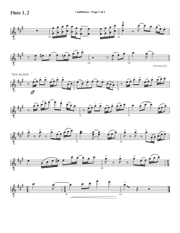 Confidence (Choral Anthem SATB) Flute 1/2 (Word Music / Arr. Luke Gambill / Orch. Jared Haschek)