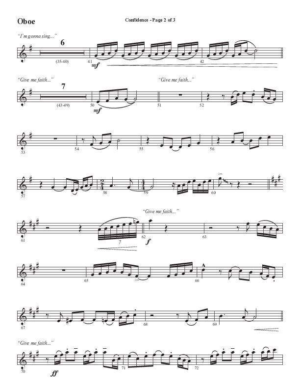 Confidence (Choral Anthem SATB) Oboe (Word Music / Arr. Luke Gambill / Orch. Jared Haschek)