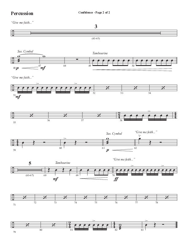 Confidence (Choral Anthem SATB) Percussion (Word Music / Arr. Luke Gambill / Orch. Jared Haschek)