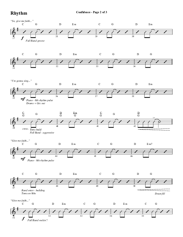 Confidence (Choral Anthem SATB) Rhythm Chart (Word Music / Arr. Luke Gambill / Orch. Jared Haschek)