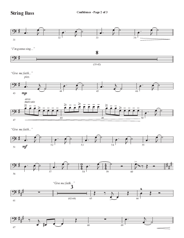 Confidence (Choral Anthem SATB) String Bass (Word Music / Arr. Luke Gambill / Orch. Jared Haschek)