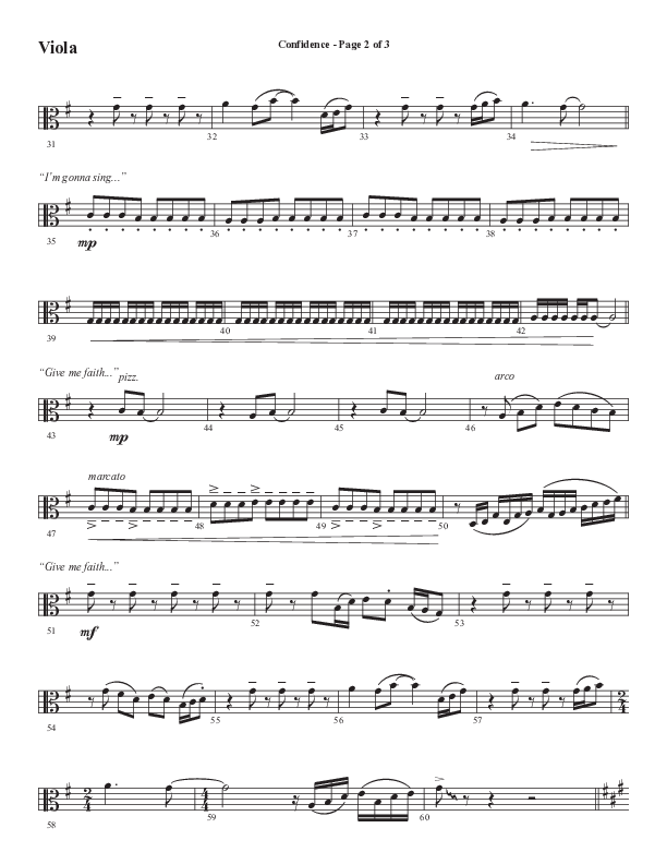 Confidence (Choral Anthem SATB) Viola (Word Music / Arr. Luke Gambill / Orch. Jared Haschek)