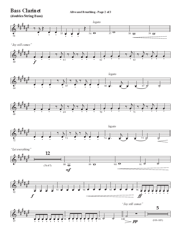 Alive And Breathing (Choral Anthem SATB) Bass Clarinet (Semsen Music / Arr. Daniel Semsen)