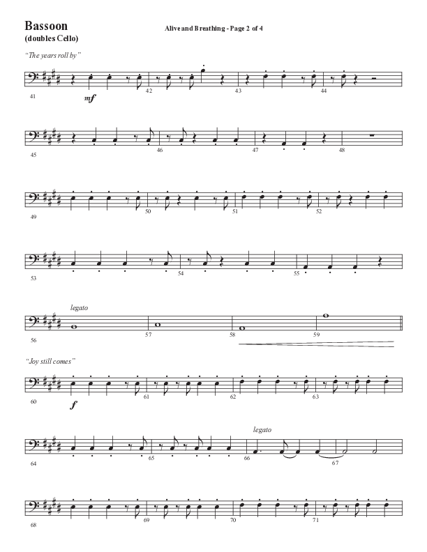 Alive And Breathing (Choral Anthem SATB) Bassoon (Semsen Music / Arr. Daniel Semsen)