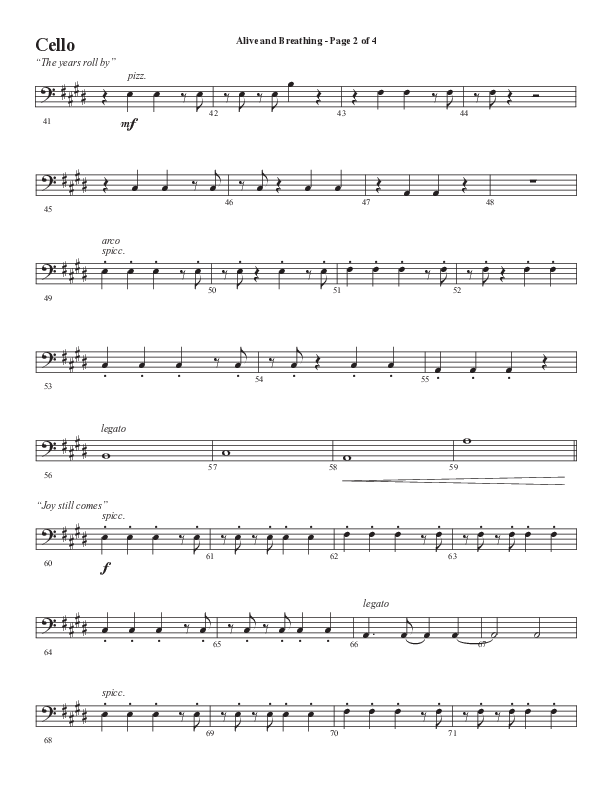 Alive And Breathing (Choral Anthem SATB) Cello (Semsen Music / Arr. Daniel Semsen)