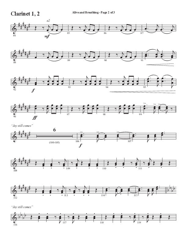 Alive And Breathing (Choral Anthem SATB) Clarinet 1/2 (Semsen Music / Arr. Daniel Semsen)