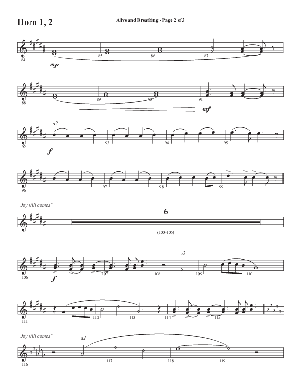 Alive And Breathing (Choral Anthem SATB) French Horn 1/2 (Semsen Music / Arr. Daniel Semsen)