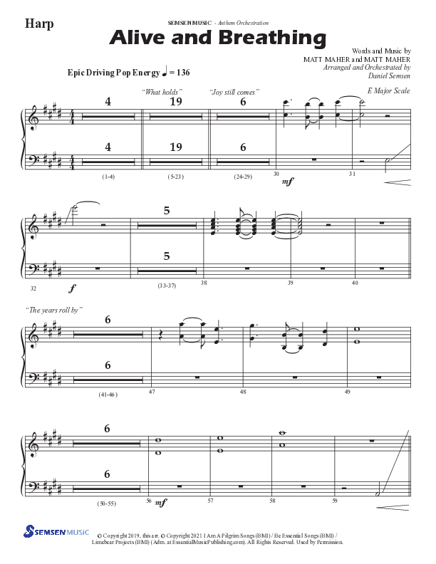 Alive And Breathing (Choral Anthem SATB) Harp (Semsen Music / Arr. Daniel Semsen)