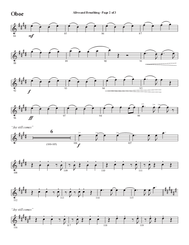 Alive And Breathing (Choral Anthem SATB) Oboe (Semsen Music / Arr. Daniel Semsen)