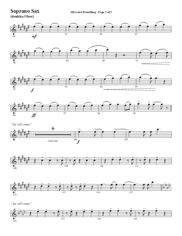 Alive And Breathing (Choral Anthem SATB) Soprano Sax (Semsen Music / Arr. Daniel Semsen)