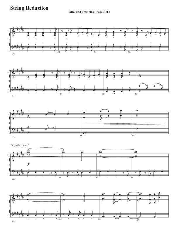 Alive And Breathing (Choral Anthem SATB) String Reduction (Semsen Music / Arr. Daniel Semsen)