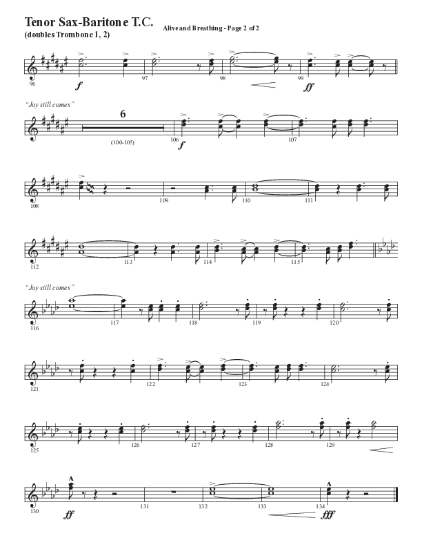 Alive And Breathing (Choral Anthem SATB) Tenor Sax/Baritone T.C. (Semsen Music / Arr. Daniel Semsen)