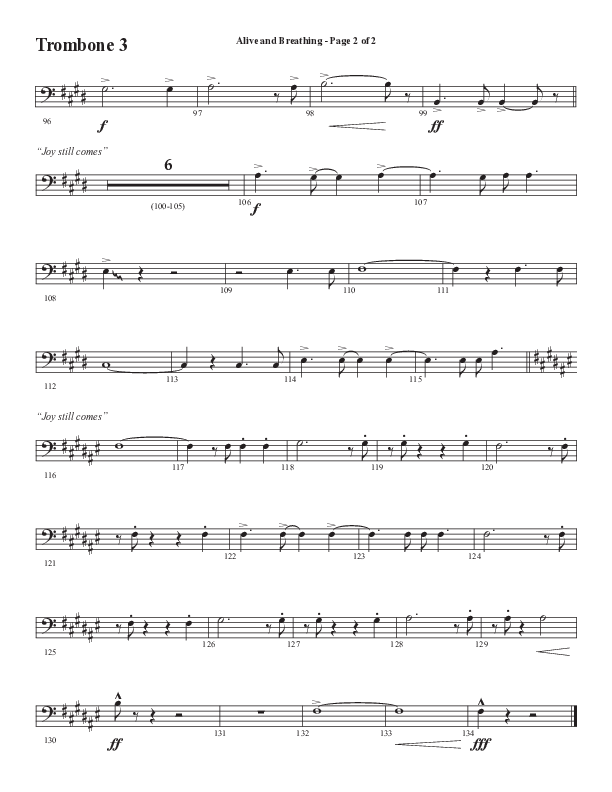 Alive And Breathing (Choral Anthem SATB) Trombone 3 (Semsen Music / Arr. Daniel Semsen)