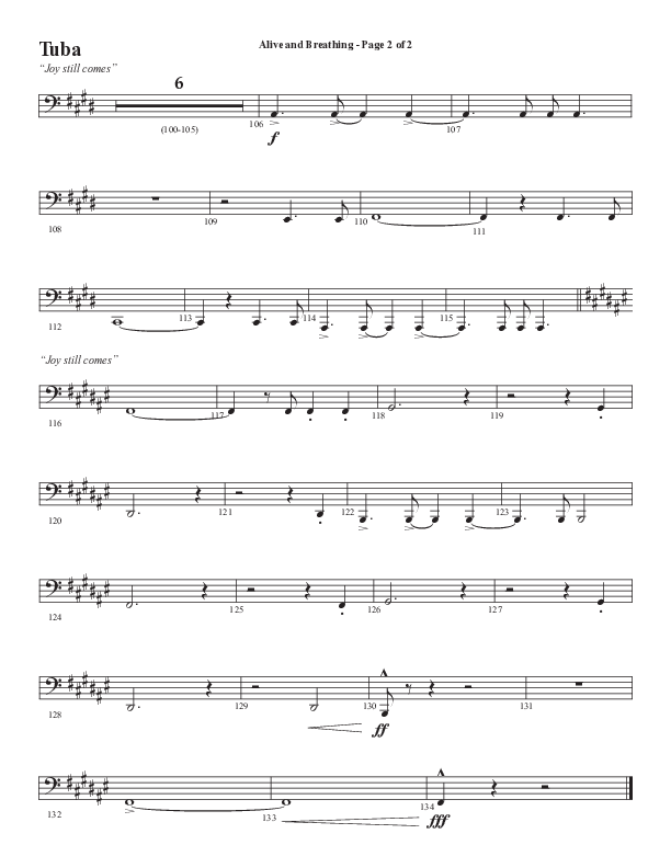 Alive And Breathing (Choral Anthem SATB) Tuba (Semsen Music / Arr. Daniel Semsen)