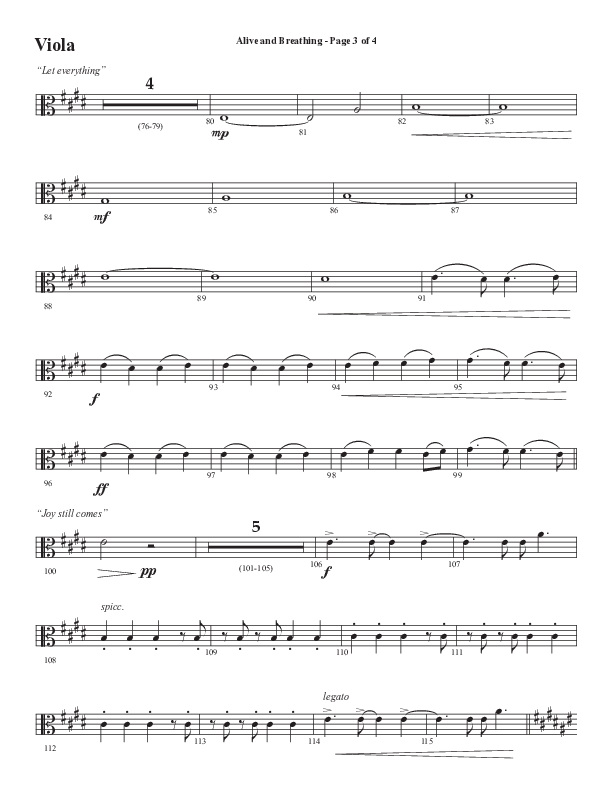 Alive And Breathing (Choral Anthem SATB) Viola (Semsen Music / Arr. Daniel Semsen)
