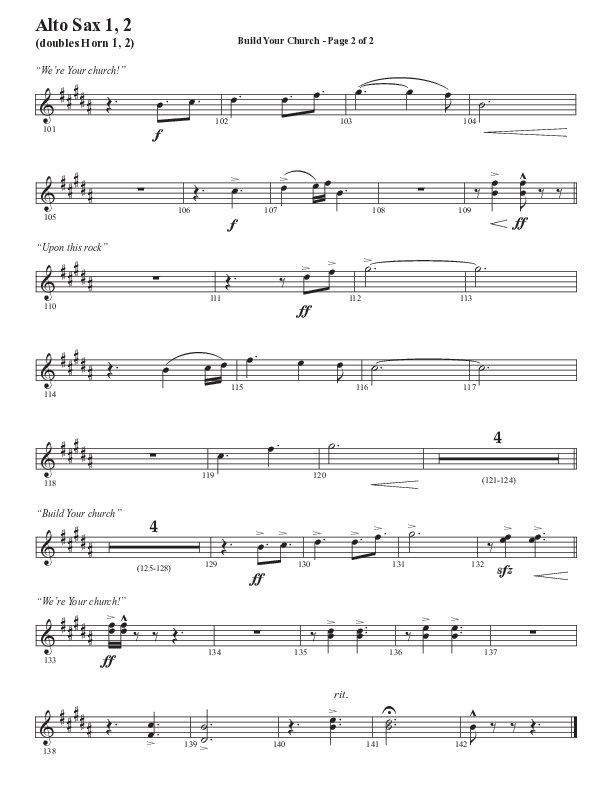 Build Your Church (Choral Anthem SATB) Alto Sax 1/2 (Semsen Music / Arr. Cliff Duren)