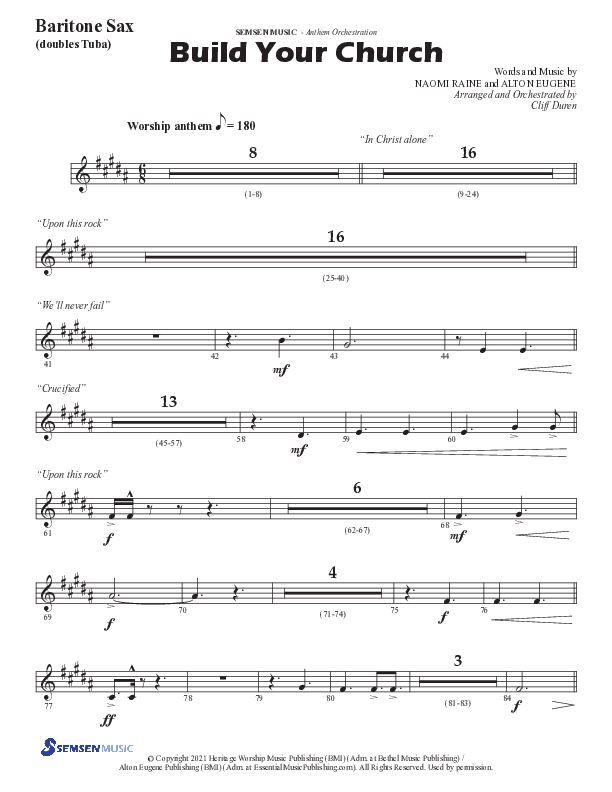 Build Your Church (Choral Anthem SATB) Bari Sax (Semsen Music / Arr. Cliff Duren)