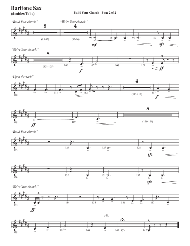 Build Your Church (Choral Anthem SATB) Bari Sax (Semsen Music / Arr. Cliff Duren)