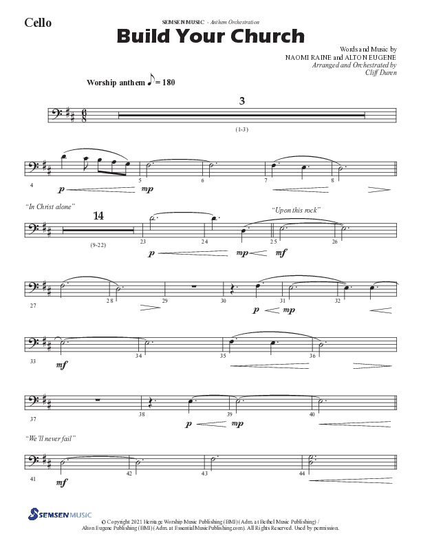 Build Your Church (Choral Anthem SATB) Cello (Semsen Music / Arr. Cliff Duren)
