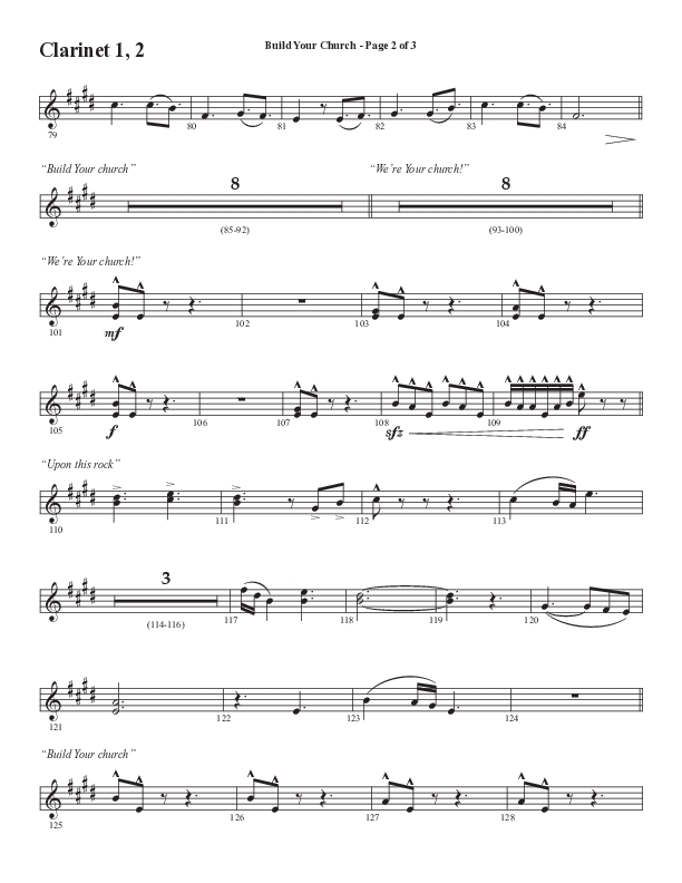 Build Your Church (Choral Anthem SATB) Clarinet 1/2 (Semsen Music / Arr. Cliff Duren)