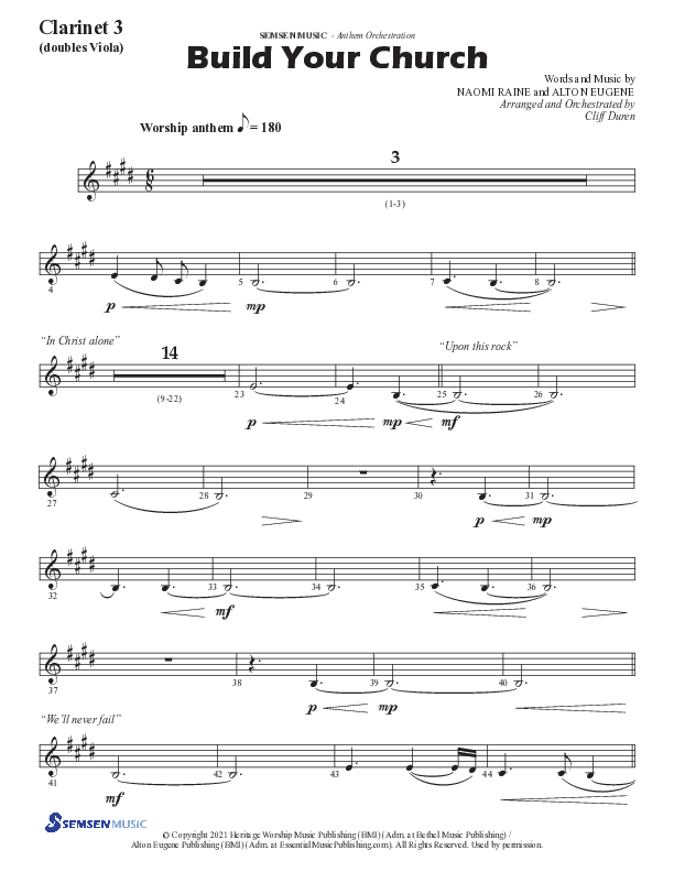 Build Your Church (Choral Anthem SATB) Clarinet 3 (Semsen Music / Arr. Cliff Duren)