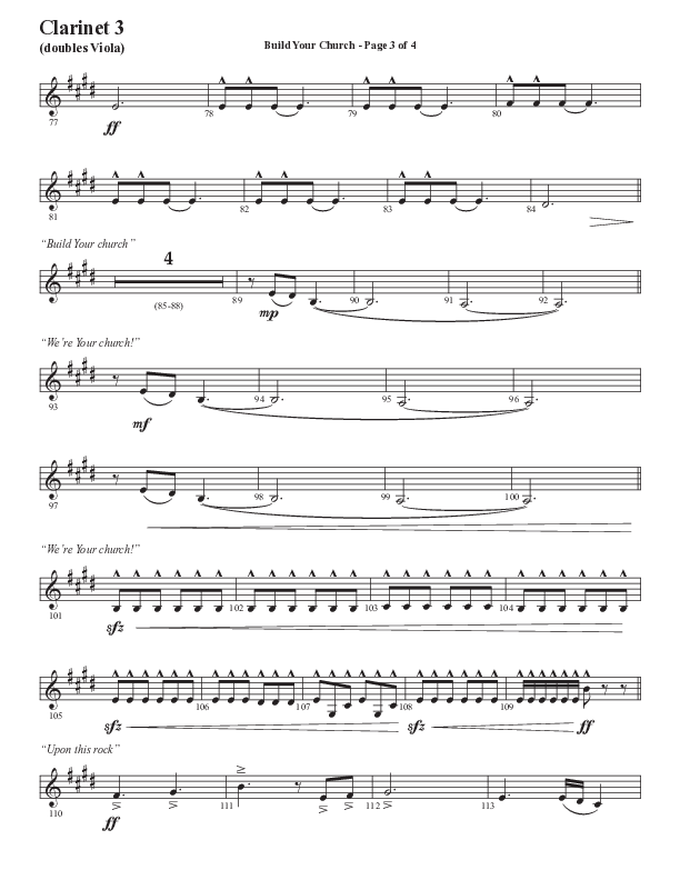 Build Your Church (Choral Anthem SATB) Clarinet 3 (Semsen Music / Arr. Cliff Duren)