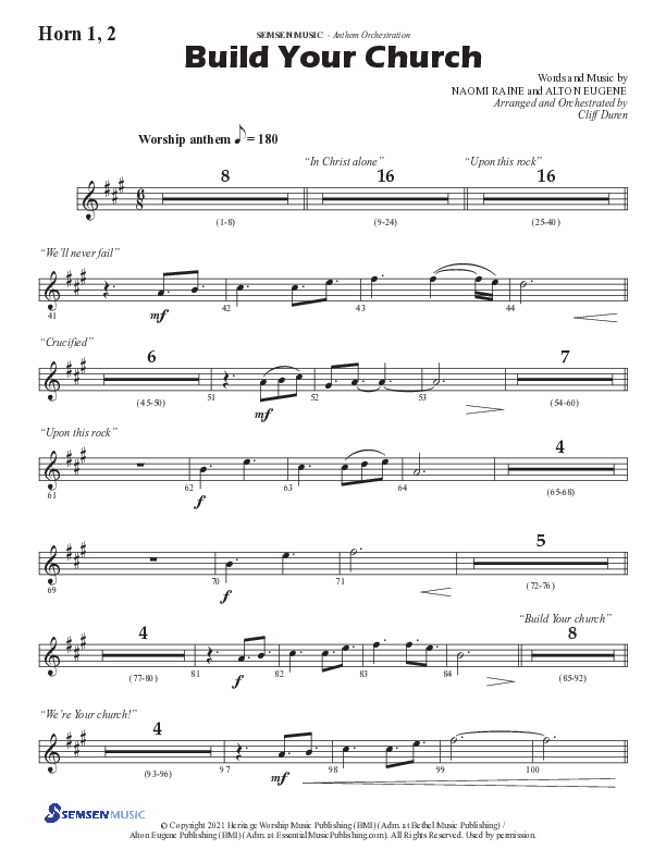 Build Your Church (Choral Anthem SATB) French Horn 1/2 (Semsen Music / Arr. Cliff Duren)