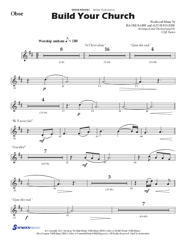 Build Your Church (Choral Anthem SATB) Oboe (Semsen Music / Arr. Cliff Duren)