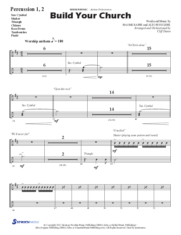 Build Your Church (Choral Anthem SATB) Percussion 1/2 (Semsen Music / Arr. Cliff Duren)