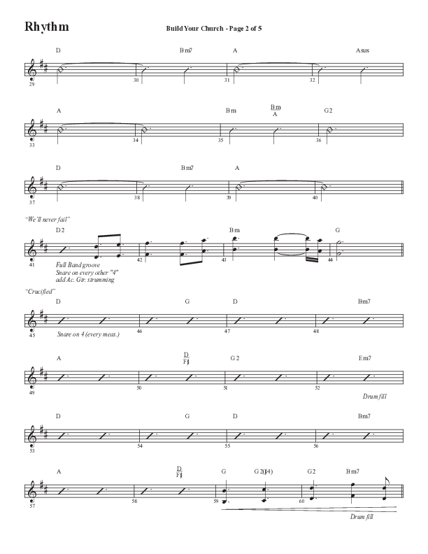 Build Your Church (Choral Anthem SATB) Rhythm Chart (Semsen Music / Arr. Cliff Duren)